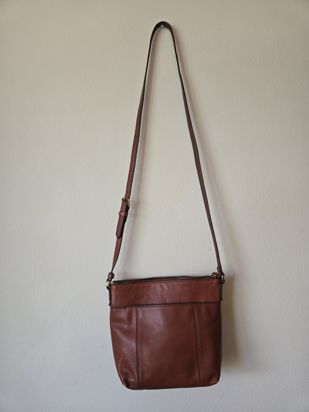 Fossil Saddle Brown Leather Crossbody Bag
